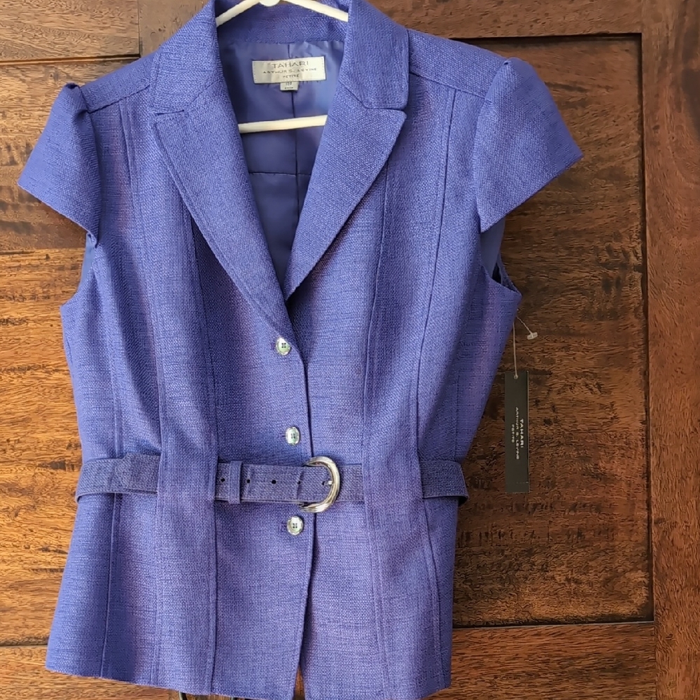 Chic Purple Belted Women's Blazer